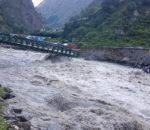 भोटेकोशीको भीषण बाढीले पुल बगायो, रसुवागढी जलविद्युतका संरचनामा पनि क्षति